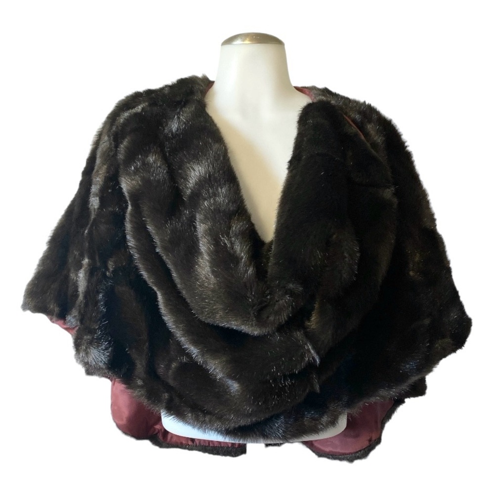 VINTAGE FAUX FUR STOLE CAPE / SZ L / EUC